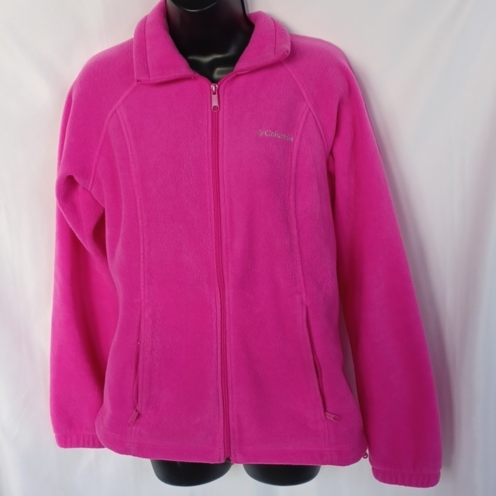 COLUMBIA WOMEN FLEECE JACKET SZ. S, HOT PINK, 20" Ptp, 24" L